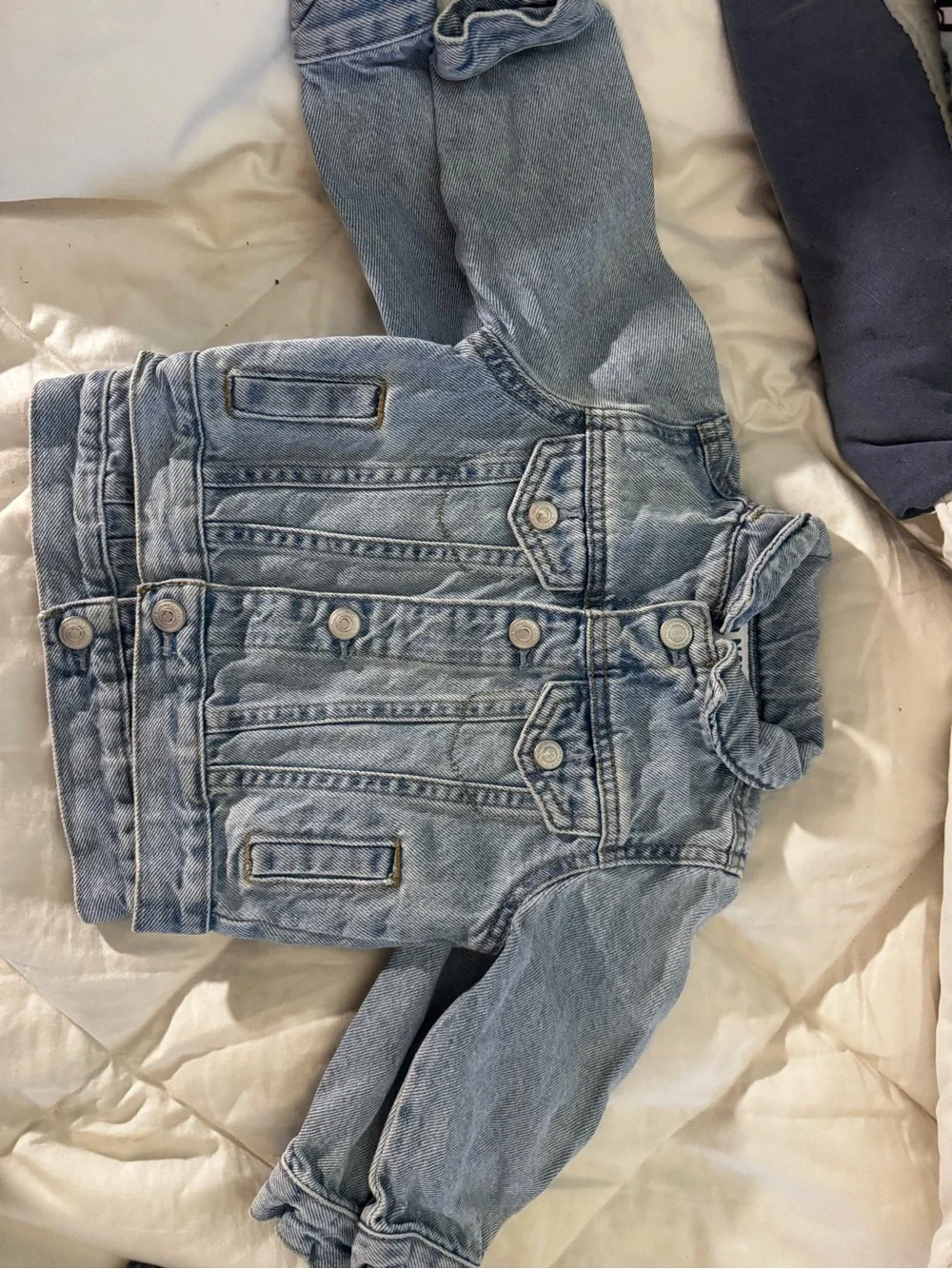Old Navy Light Blue Denim Jean Jacket for Kids - Ruffle Collar